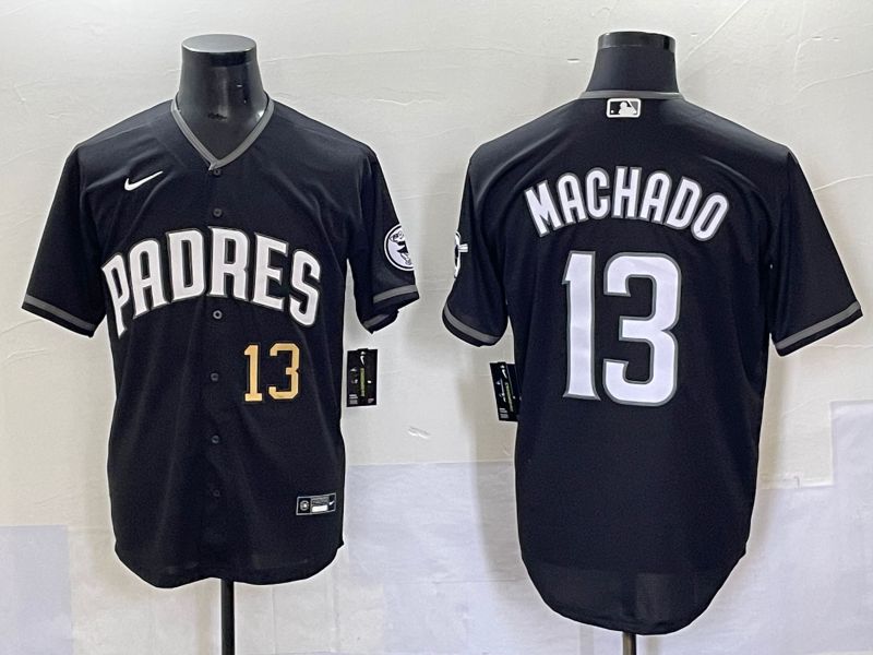 Men 2025 San Diego Padres 13 Machado Black Game Nike MLB Jersey style 7031